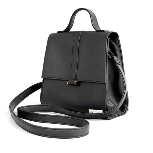 [10755] Handbag Candice Flap Trim Clutch Crossbody Black