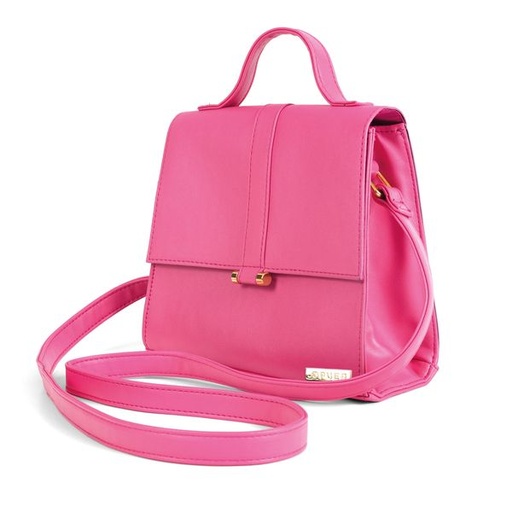 [10999] Handbag Candice Flap Trim Clutch Crossbody Pink