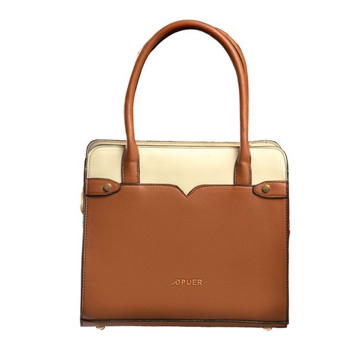 [8426] Handbag Kirsten Satchel Tan/Cream