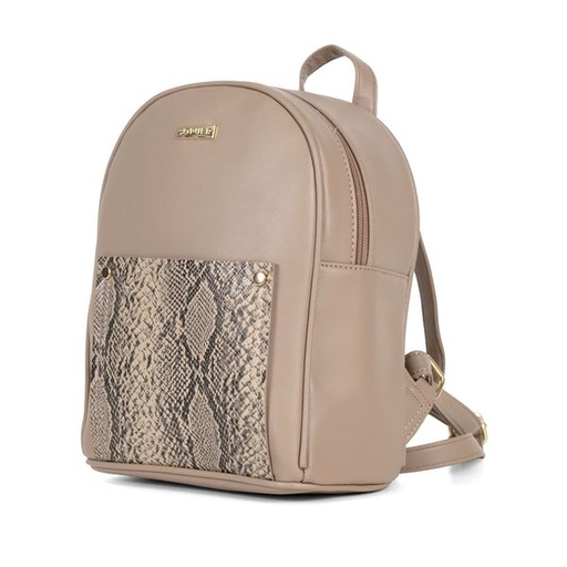 [11515] Handbag Sylvia Snake Print Backpack Taupe