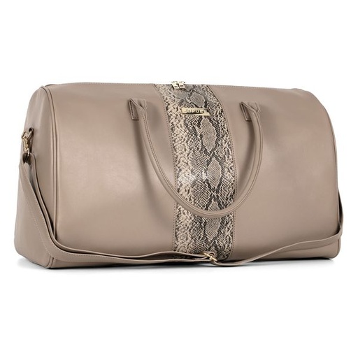 [11562] Handbag Sylvia Snake Print Weekender Taupe