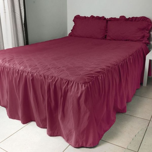 [9606] Bedspread Maroon Double Set