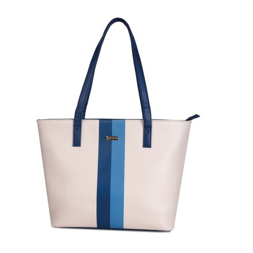 [10952] Handbag Robin Stripe Combo Tote Blue Cream