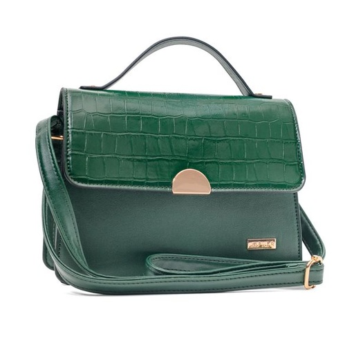 [14378] Handbag Julie Croc And Plain Crossbody Green