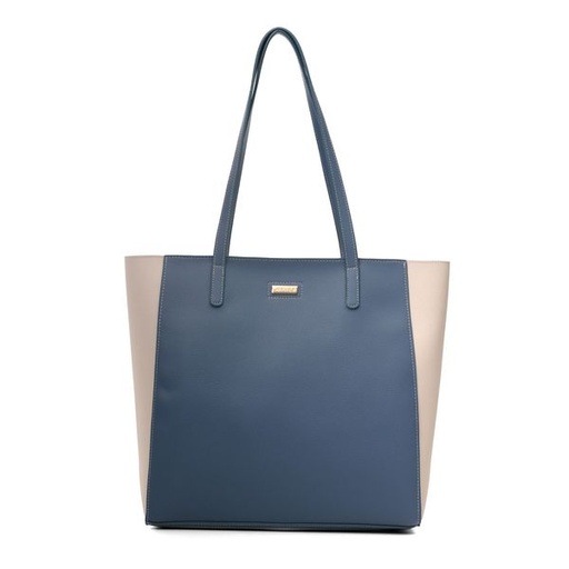 [10331] Handbag Rebecca Two Tone Tote Blue Cream