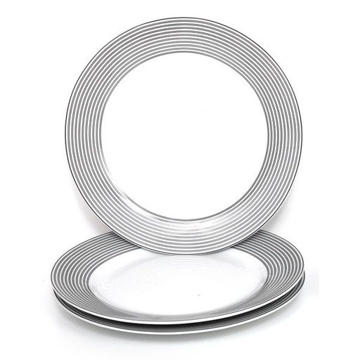 [2624] Black & White Dinner Plates 3pc