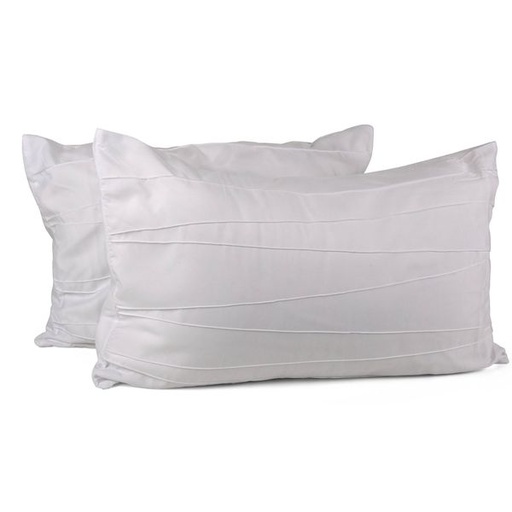 [5545] Ribbed White Pintuck Pillowcases 2pc