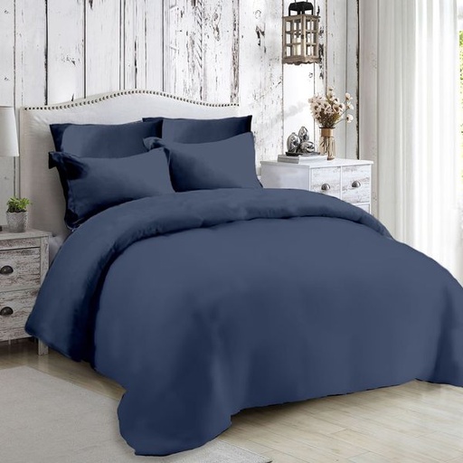 [8113] Navy Blue Queen Duvet Set