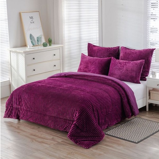 [10221] Ribbed Dark Purple Blavet Pillowcases 2pc