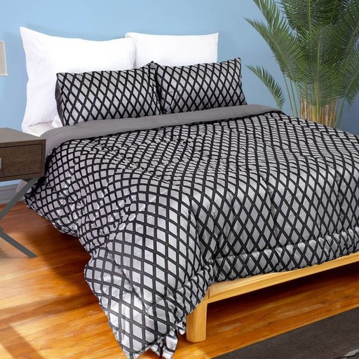 [10980] Diamond Silk Silver Double Comforter Set