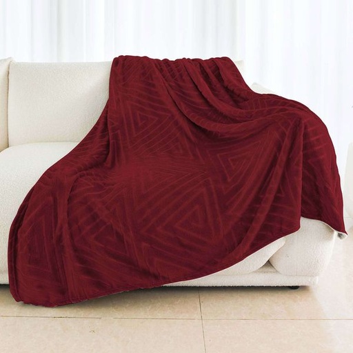 [11269] Embossed Pyramid Blanket Maroon