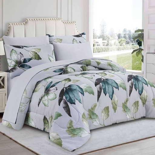 [13363] Mila Floral Queen Comforter Set 7pc