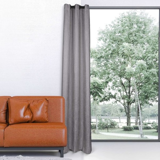 [11506] Curtain Olivia Charcoal Blockout