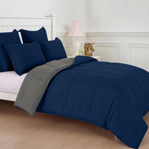 [9515] Dual Navy & Grey Double Comforter Set