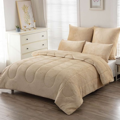 [11319] Embossed Prism Blavet Cream Standard Pillowcases 2pc