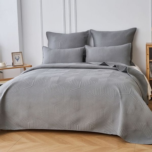 [11887] Galaxy Grey Queen Quilt Set