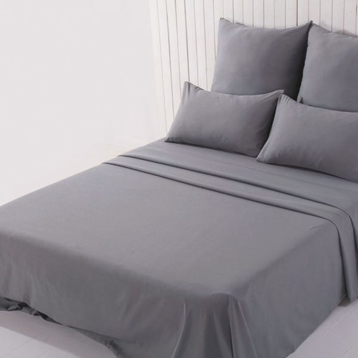 [14705] Grey Double Fitted Sheet