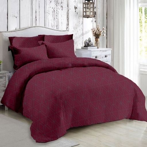 [9177] Jade Maroon Double Duvet Set