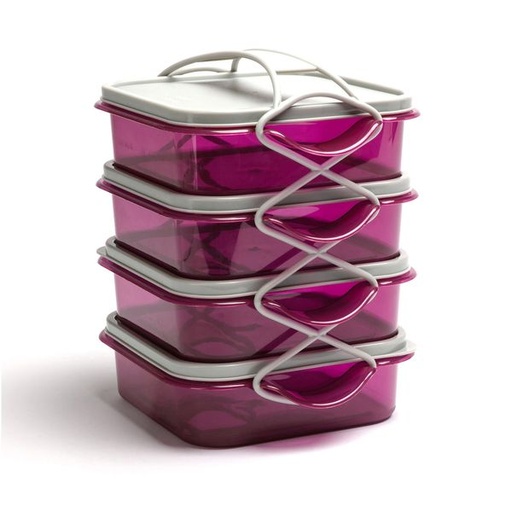 [4063] Cranberry 1.5lt x4 Lunch Box Medium
