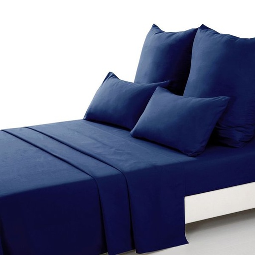 [4952] Dark Blue Queen Flat Sheet