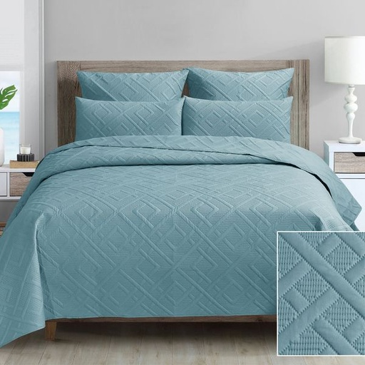 [9036] Diamond Teal King Quilt Set
