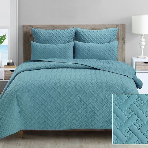 [6833] Infinity Light Blue King Quilt set