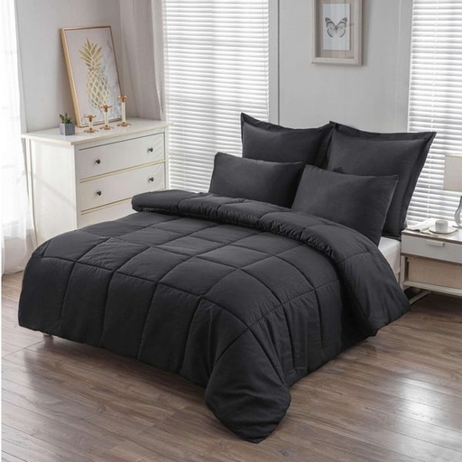 [11285] Jewel Embossed Black Double Comforter Set