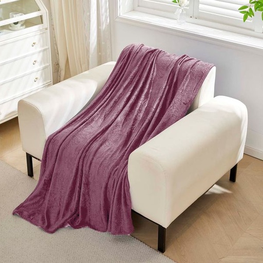 [14170] Embossed Scroll Dusty Pink Blanket