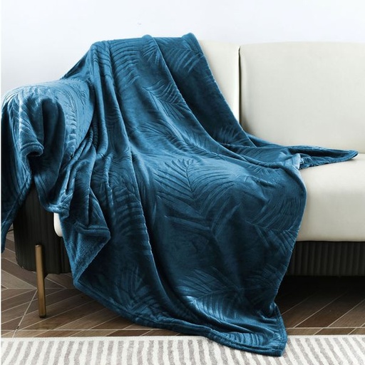 [10505] Embossed Tropical Blanket Blue