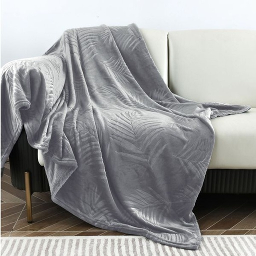[10504] Embossed Tropical Blanket Grey