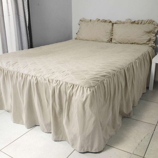 [13022] Bedspread Beige Double Set