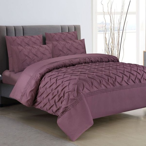 [5560] Deluxe Pink Double Pintuck Duvet Set