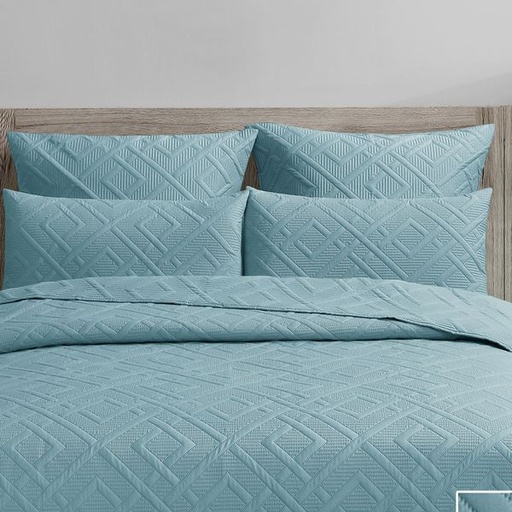 [9035] Diamond Teal Conti Pillowcases Quilt 2pc