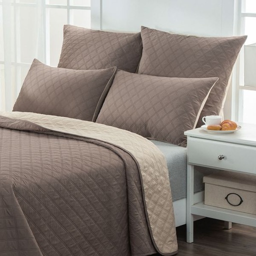 [6801] Dual Cream Conti Pillowcases Quilt 2pc