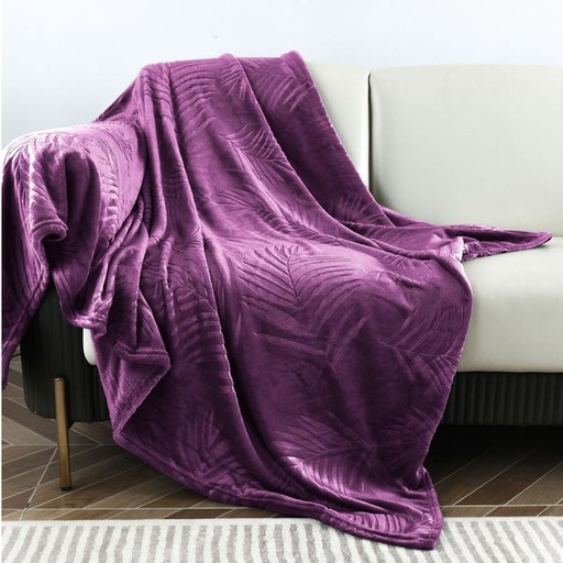 [10503] Embossed Tropical Blanket Purple