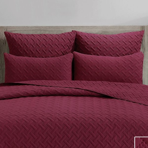 [9042] Infinity Maroon Conti Pillowcases Quilt 2pc