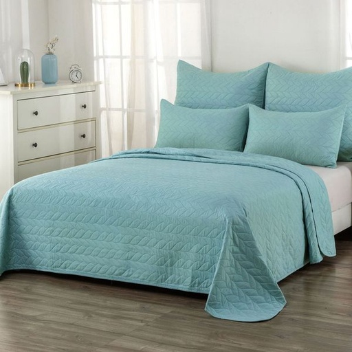 [8499] Willow Pastel Blue King Quilt Set
