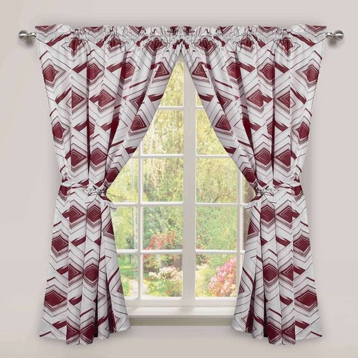 [12225] Cafe Short Curtain Vera Maroon