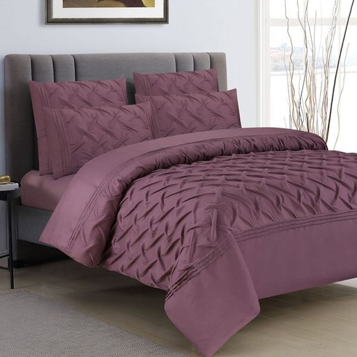 [5562] Deluxe Pink King Pintuck Duvet Set