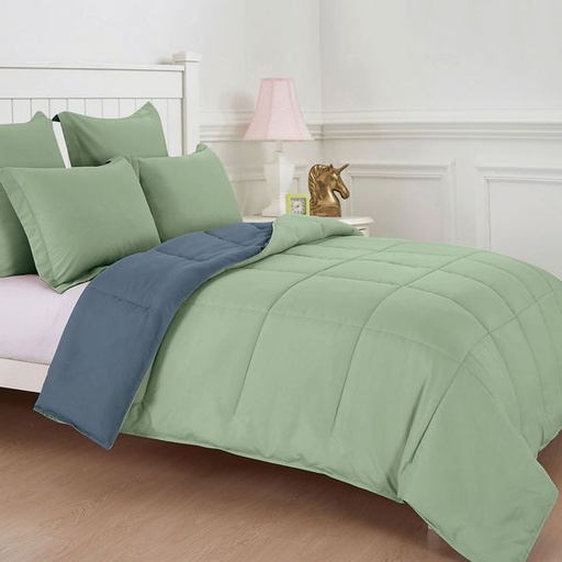 [8365] Dual Green Double Comforter Set