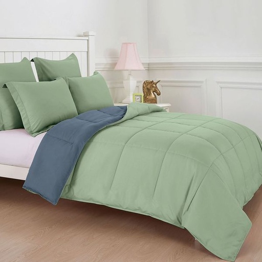[8409] Dual Green Super King Comforter Set
