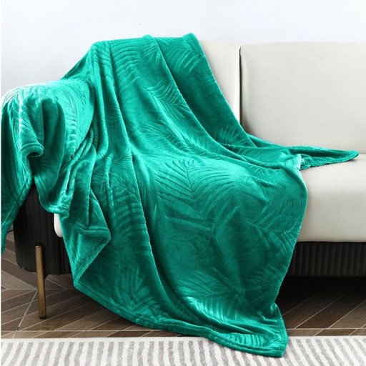[10502] Embossed Tropical Blanket Teal Green