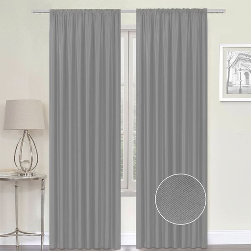 [5620] Matt Woven Silver Grey Blockout Taped curtain
