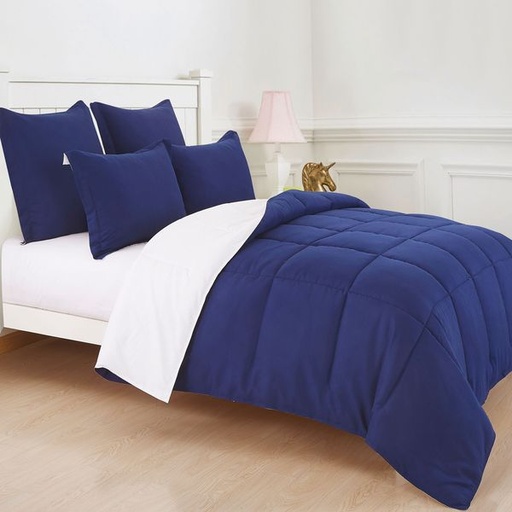[4753] Navy & White Queen Comforter Set