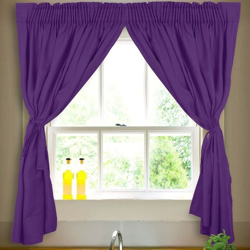 [9554] Cafe Short Curtain Dark Purple