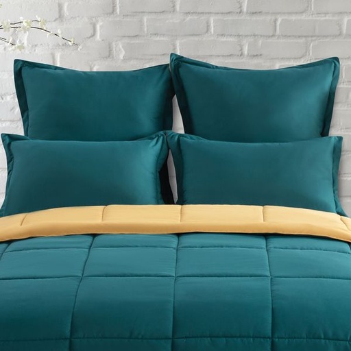 [7374] Olive & Mustard Continental Pillowcases 2pc
