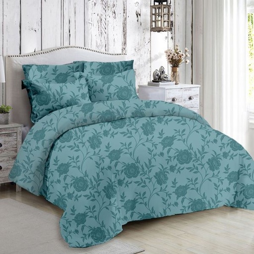 [9184] Roselle Teal King Duvet Set