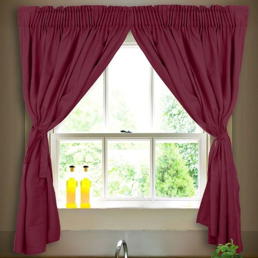 [9555] Cafe Short Curtain Maroon