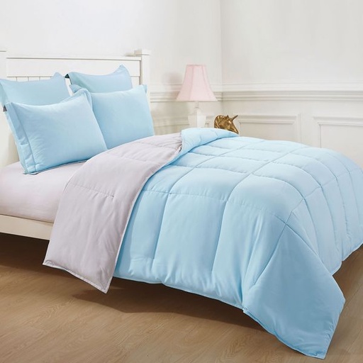 [4743] Blue & Grey Queen Comforter Set
