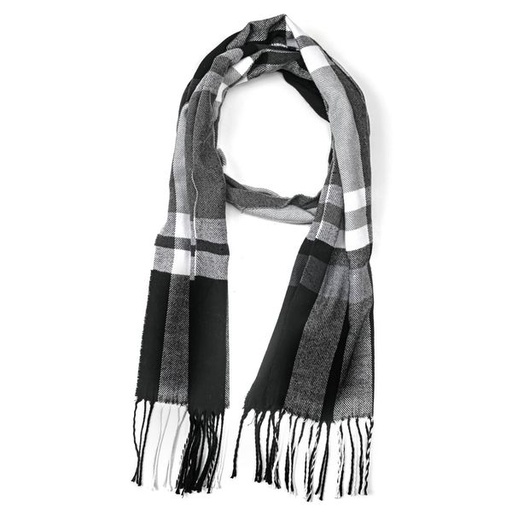 [6978] Scarf Block Print Black White